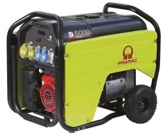Pramac S5000 - 5.1kVA / 4.6kW Honda GX270 powered petrol generator with wheel kit Dual Voltage 230v / 110v Long run Recoil start